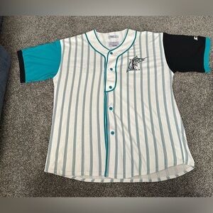 Vintage Miami Marlins  Teal & Black Pinstripe Baseball Jersey